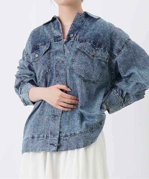 LUCA/LADY LUCK LUCA(ルカ/レディラックルカ)の「LC/LLL Gジャン風シアーシャツブルゾン/デニムシアーシャツ(ブルゾン・レディース・インディゴブルー/ブルー・FREE)」の15枚目の写真