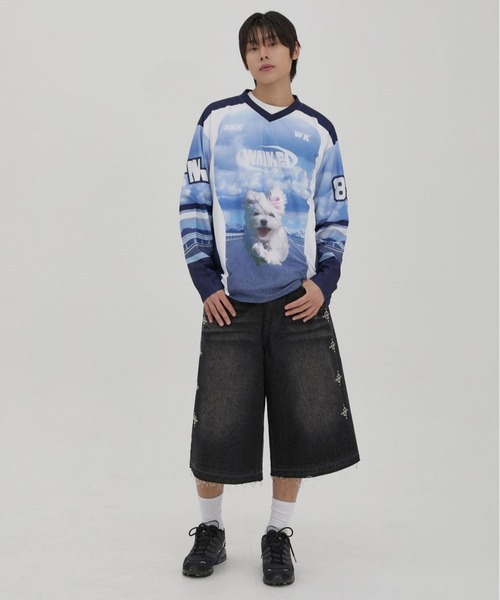 セール】☆K-POPアイドル着用【UNISEX】Wai Kei／STUDバミューダ