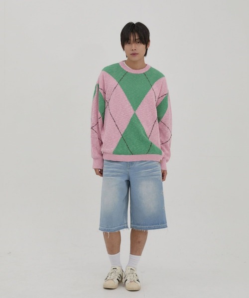 セール】☆K-POPアイドル着用【UNISEX】Wai Kei／STUDバミューダ