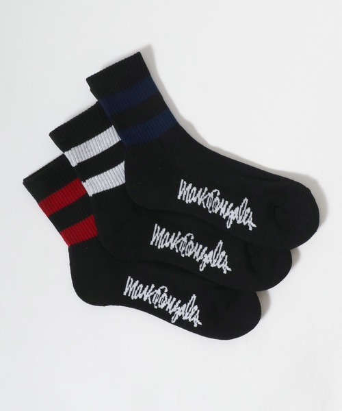 Mark Gonzales（マーク・ゴンザレス）の「MARK GONZALES/マークゴンザレス 3足セット ラインソックス クオーターソックス ショートソックス スニーカーソックス 靴下（ソックス/靴下・メンズ・ブラック/ホワイト・25-27CM）」の6枚目の写真