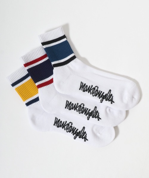 Mark Gonzales（マーク・ゴンザレス）の「MARK GONZALES/マークゴンザレス 3足セット ラインソックス クオーターソックス ショートソックス スニーカーソックス 靴下（ソックス/靴下・メンズ・ブラック/ホワイト・25-27CM）」の4枚目の写真