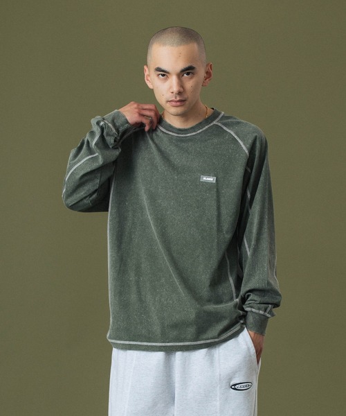 XLARGE(エクストララージ)の「CONTRAST STITCH L/S TEE(Tシャツ/カットソー・メンズ・ブラック/オリーブ/パープル・S/M/L/XL)」の3枚目の写真