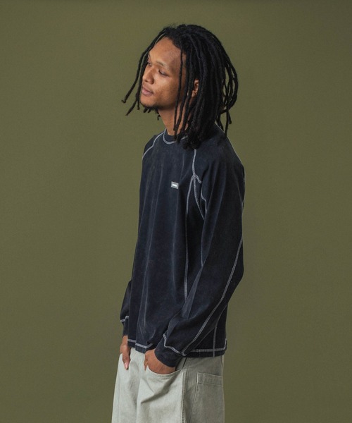 XLARGE(エクストララージ)の「CONTRAST STITCH L/S TEE(Tシャツ/カットソー・メンズ・ブラック/オリーブ/パープル・S/M/L/XL)」の5枚目の写真