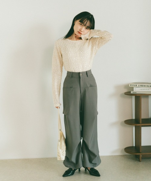 VANNIE U(ヴァニーユー)の「インアウトタックスラックスパンツ/SMLサイズ展開(スラックス・レディース・グレー/ブラウン・S/M/L)」の4枚目の写真