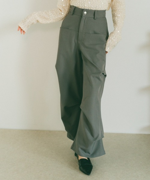 VANNIE U(ヴァニーユー)の「インアウトタックスラックスパンツ/SMLサイズ展開(スラックス・レディース・グレー/ブラウン・S/M/L)」の5枚目の写真