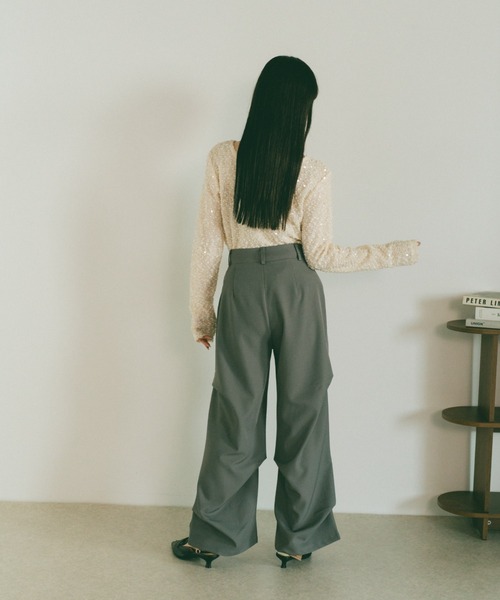 VANNIE U(ヴァニーユー)の「インアウトタックスラックスパンツ/SMLサイズ展開(スラックス・レディース・グレー/ブラウン・S/M/L)」の11枚目の写真