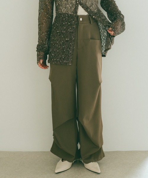 VANNIE U(ヴァニーユー)の「インアウトタックスラックスパンツ/SMLサイズ展開(スラックス・レディース・グレー/ブラウン・S/M/L)」の13枚目の写真