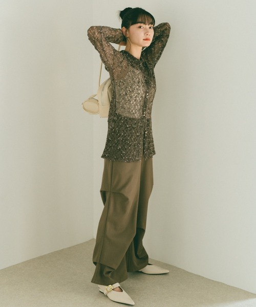 VANNIE U(ヴァニーユー)の「インアウトタックスラックスパンツ/SMLサイズ展開(スラックス・レディース・グレー/ブラウン・S/M/L)」の19枚目の写真