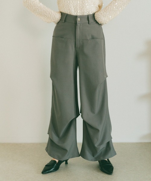 VANNIE U(ヴァニーユー)の「インアウトタックスラックスパンツ/SMLサイズ展開(スラックス・レディース・グレー/ブラウン・S/M/L)」の6枚目の写真