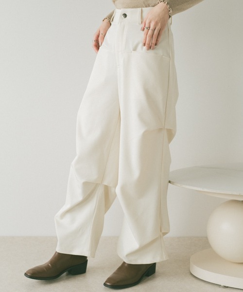 VANNIE U(ヴァニーユー)の「インアウトタックスラックスパンツ/SMLサイズ展開(スラックス・レディース・グレー/ブラウン/アイボリー・S/M/L)」の18枚目の写真