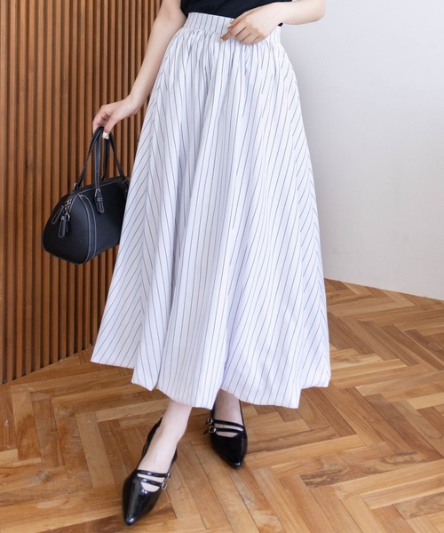 CLEAR BASIC（クリアベーシック）の「無地&柄ロングバルーンスカート[着回し力抜群 大人 カジュアル]≪SS新作≫（スカート・レディース・ブラック/オフホワイト/ブルー系その他/ホワイト系その他・F）」の3枚目の写真