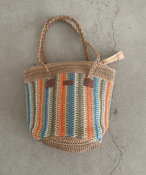 210nouve（トゥージュヌーブ）の「マルチカラーペーパー編みショルダーバッグ（かごバッグ・レディース・アイボリー/ベージュ・FREE）」の19枚目の写真
