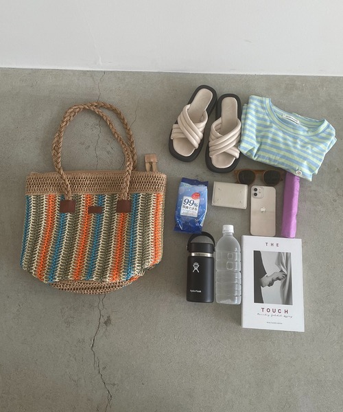 210nouve（トゥージュヌーブ）の「マルチカラーペーパー編みショルダーバッグ（かごバッグ・レディース・アイボリー/ベージュ・FREE）」の20枚目の写真