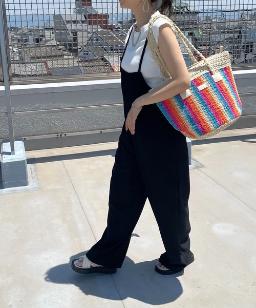210nouve（トゥージュヌーブ）の「マルチカラーペーパー編みショルダーバッグ（かごバッグ・レディース・アイボリー/ベージュ・FREE）」の16枚目の写真