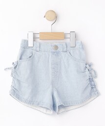 SHOO・LA・RUE | 【100-150cm】シャーリングがポイント ケミカルデニムショートパンツ(その他パンツ)