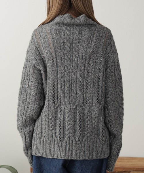 ADAWAS(アダワズ)の「ADAWAS/アダワス METALLIC AIRY KNIT TOP タートルネックニット ケーブルニット(ニット/セーター・レディース・シルバー・FREE)」の9枚目の写真