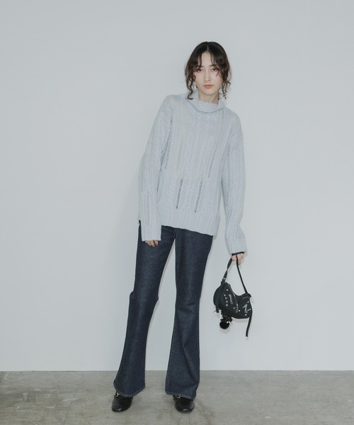 ADAWAS(アダワズ)の「ADAWAS/アダワス METALLIC AIRY KNIT TOP タートルネックニット ケーブルニット(ニット/セーター・レディース・シルバー・FREE)」の15枚目の写真