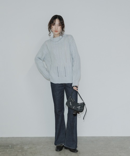 ADAWAS(アダワズ)の「ADAWAS/アダワス METALLIC AIRY KNIT TOP タートルネックニット ケーブルニット(ニット/セーター・レディース・シルバー・FREE)」の14枚目の写真