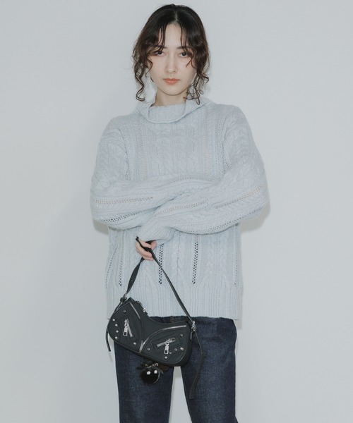 ADAWAS(アダワズ)の「ADAWAS/アダワス METALLIC AIRY KNIT TOP タートルネックニット ケーブルニット(ニット/セーター・レディース・シルバー・FREE)」の12枚目の写真