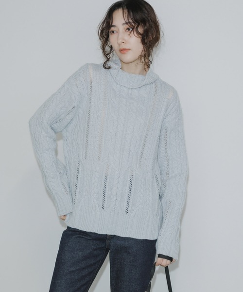 ADAWAS(アダワズ)の「ADAWAS/アダワス METALLIC AIRY KNIT TOP タートルネックニット ケーブルニット(ニット/セーター・レディース・シルバー・FREE)」の11枚目の写真