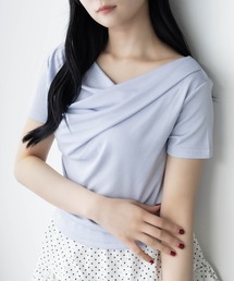 clear | ドレープデザイン半袖カットソートップス[オフィスカジュアル 着回し抜群 大人 カジュアル]≪SS新作≫(Tシャツ/カットソー)