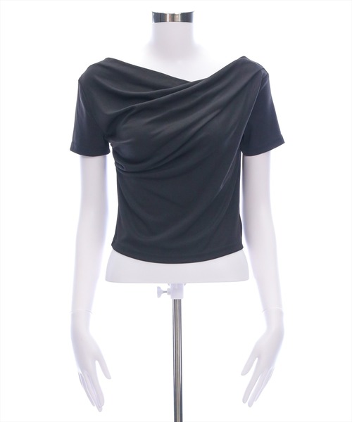 clear（クリア）の「ドレープデザイン半袖カットソートップス[オフィスカジュアル 着回し抜群 大人 カジュアル]（Tシャツ/カットソー・レディース・チャコールグレー/オフホワイト/ブラック/ブルーグレー/グレー系その他/ピンク/ミント/モカ/カーキ/グレイッシュベージュ・F）」の15枚目の写真