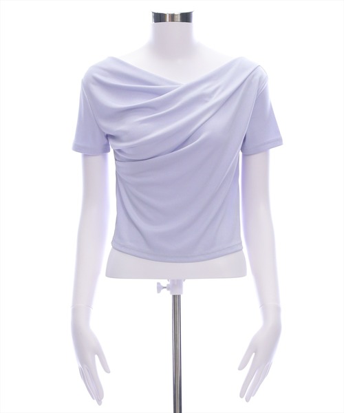 clear（クリア）の「ドレープデザイン半袖カットソートップス[オフィスカジュアル 着回し抜群 大人 カジュアル]（Tシャツ/カットソー・レディース・チャコールグレー/オフホワイト/ブラック/ブルーグレー/グレー系その他/ピンク/ミント/モカ/カーキ/グレイッシュベージュ・F）」の11枚目の写真