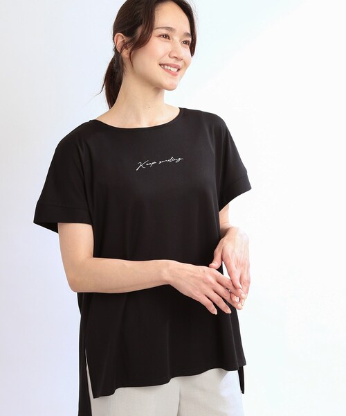 セール】【夏SALE／E‐QUALITY】チュニック丈ロゴTシャツ（T
