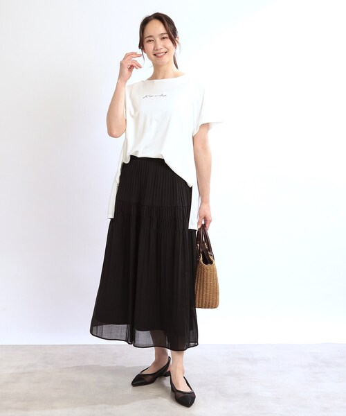 Reflect(リフレクト)の「【E‐QUALITY】チュニック丈ロゴTシャツ(Tシャツ/カットソー・レディース・ブラック/オフホワイト/グレー・00)」の8枚目の写真