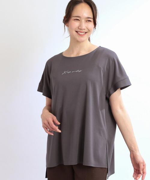 Reflect(リフレクト)の「【E‐QUALITY】チュニック丈ロゴTシャツ(Tシャツ/カットソー・レディース・ブラック/オフホワイト/グレー・00)」の11枚目の写真