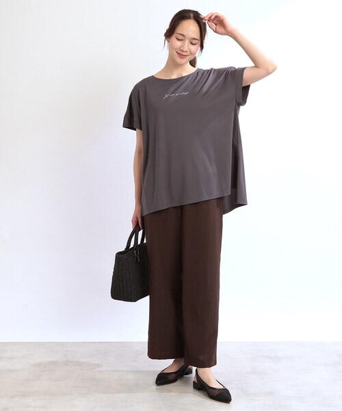 Reflect(リフレクト)の「【E‐QUALITY】チュニック丈ロゴTシャツ(Tシャツ/カットソー・レディース・ブラック/オフホワイト/グレー・00)」の12枚目の写真