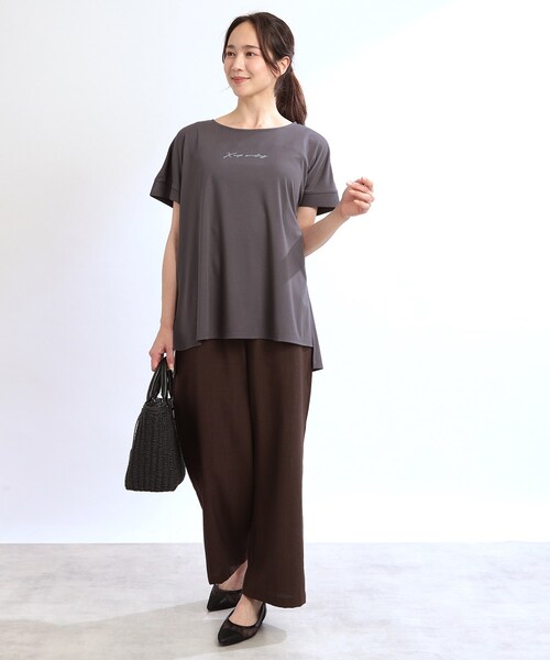 Reflect(リフレクト)の「【E‐QUALITY】チュニック丈ロゴTシャツ(Tシャツ/カットソー・レディース・ブラック/オフホワイト/グレー・00)」の13枚目の写真
