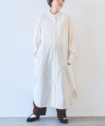 yuni | ●コットンシルクストライプ moe sleeves シャツワンピース(シャツワンピース)