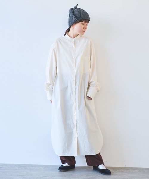 yuni（ユニ　）の「●コットンシルクストライプ moe sleeves シャツワンピース（シャツワンピース・レディース・アイボリー・FREE）」の22枚目の写真