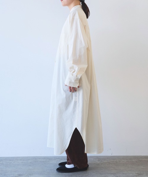 yuni（ユニ　）の「●コットンシルクストライプ moe sleeves シャツワンピース（シャツワンピース・レディース・アイボリー・FREE）」の15枚目の写真