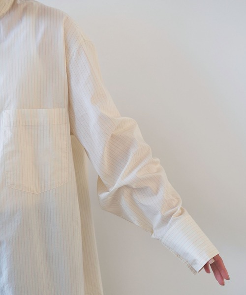 yuni（ユニ　）の「●コットンシルクストライプ moe sleeves シャツワンピース（シャツワンピース・レディース・アイボリー・FREE）」の10枚目の写真