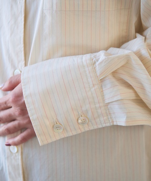 yuni（ユニ　）の「●コットンシルクストライプ moe sleeves シャツワンピース（シャツワンピース・レディース・アイボリー・FREE）」の5枚目の写真