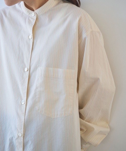 yuni（ユニ　）の「●コットンシルクストライプ moe sleeves シャツワンピース（シャツワンピース・レディース・アイボリー・FREE）」の8枚目の写真