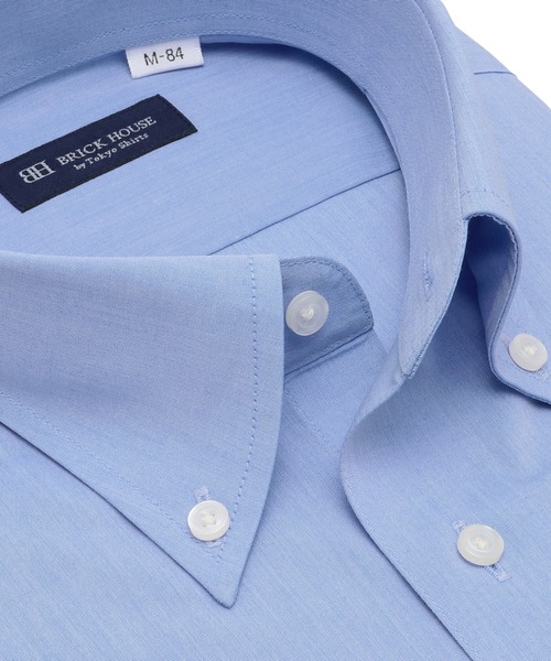 TOKYO SHIRTS（トウキョウシャツ）の「形態安定ノンアイロン ボタンダウン 長袖ビジネスワイシャツ（ビジネスシャツ・メンズ・サックスブルー・首回り37cm-裄丈80cm/首回り37cm-裄丈84cm/首回り39cm-裄丈80cm/首回り39cm-裄丈84cm/首回り41cm-裄丈82cm/首回り41cm-裄丈86cm/首回り42cm-裄丈82cm/首回り42cm-裄丈86cm/首回り43cm-裄丈82cm/首回り43cm-裄丈86cm）」の2枚目の写真