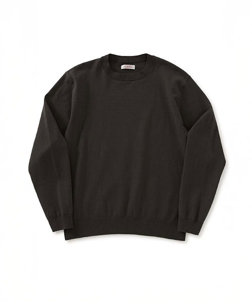 ハリウッドランチマーケット HRM 4サイズ ニットセーター ブラック リフルコットン ウォッシャブル クルーネックセーター（ニット