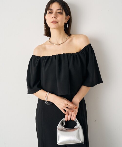 LOUNGEDRESS（ラウンジドレス）の「オフショルオールインワン（つなぎ/オールインワン・レディース・ベージュ/ブラック・FREE）」の8枚目の写真