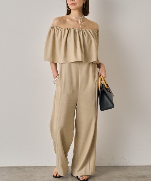 タイムセールLoungedress オフショルオールインワン　美品 オフショルオールインワン（つなぎ/オールインワン