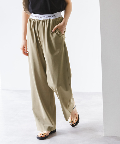 PROTAGONISTA（プロタゴニスタ）の「PROTAGONISTA/プロタゴニスタ ウエストロゴパンツ（スラックス・レディース・ブラック/ベージュ・FREE）」の5枚目の写真