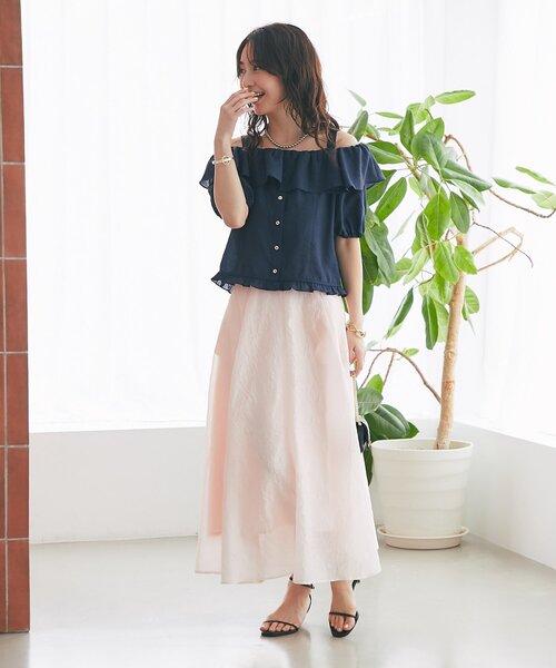 La boutique BonBon ♡ フリルブラウス　ネイビー La boutique Bonbon ブラウス シャツ 「最強モテブラウス