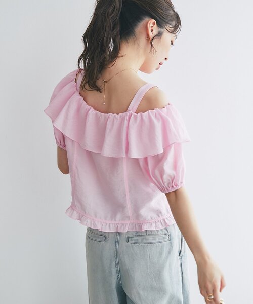 新品未着用⭐︎ ルンギフリルシャツ　ポキプシー　F3 COFREX】 Vネックフリル 長袖 レディースフリルシャツ(S