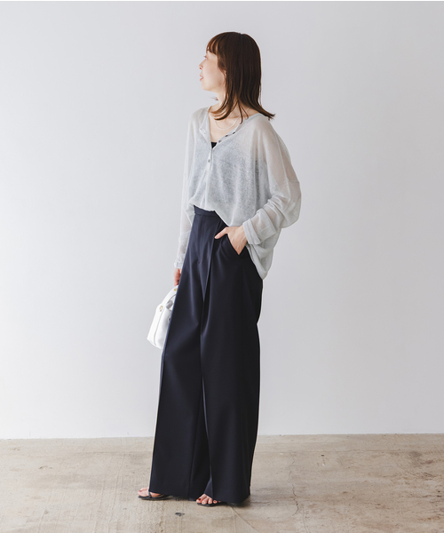 セール】【洗える】2wayヘンリーネックシアープルオーバー