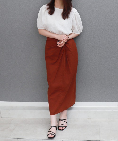 libelle more（リベル モア）の「〈洗える〉ふくれジャガードボリューム袖トップス（Tシャツ/カットソー・レディース・ライトグリーン/アイボリー/ブラック・M）」の5枚目の写真