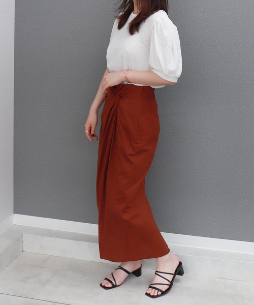 libelle more（リベル モア）の「〈洗える〉ふくれジャガードボリューム袖トップス（Tシャツ/カットソー・レディース・ライトグリーン/アイボリー/ブラック・M）」の6枚目の写真