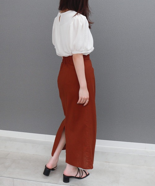 libelle more（リベル モア）の「〈洗える〉ふくれジャガードボリューム袖トップス（Tシャツ/カットソー・レディース・ライトグリーン/アイボリー/ブラック・M）」の8枚目の写真