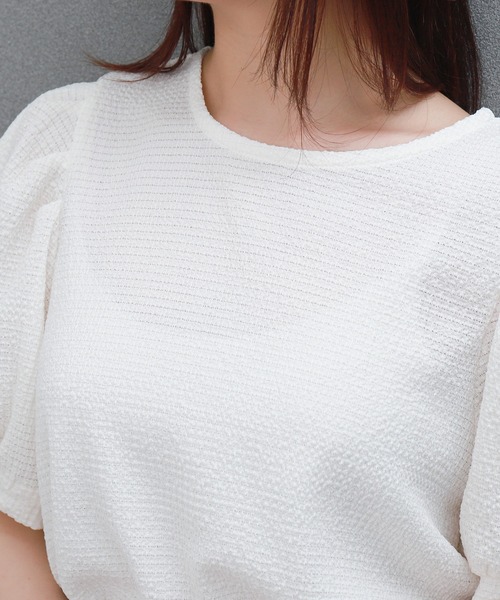 libelle more（リベル モア）の「〈洗える〉ふくれジャガードボリューム袖トップス（Tシャツ/カットソー・レディース・ライトグリーン/アイボリー/ブラック・M）」の12枚目の写真